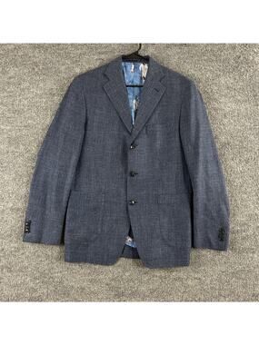 Atelier Munro Blazer Mens 40 Blue Wool Linen Silk Sport Coat Summer Business